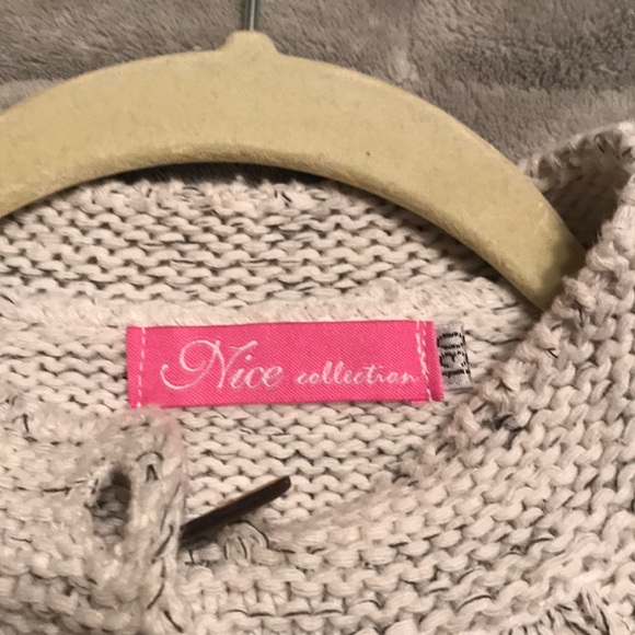 Girls’ Heather Grey Cardigan Sweater - Picture 3 of 4